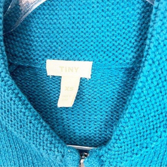 TINY ANTHROPOLOGIE TURQUOISE BLUE FULL ZIP HORSE THEME CARDIGAN SWEATER SZ XS - Picture 7 of 8